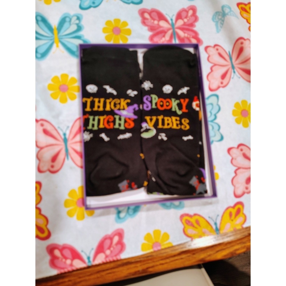 Halloween Socks "Thick Thighs Spooky Vibes"